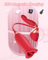 Rose Muncher Potenca Suĉa Vibrilo Dildo Virina Langolekado